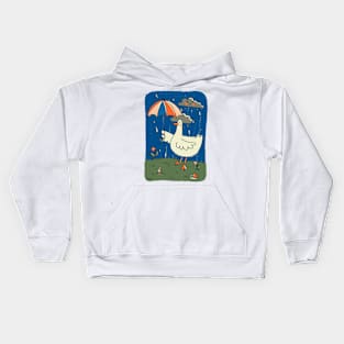 Umbrella Duck in the Rain Kids Hoodie